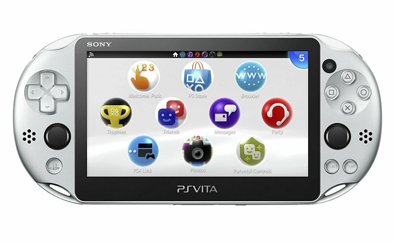 Sony PSVita 2000 Slim Silver handheld console with box — BLUELIGHT